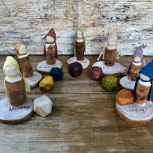 Load image into Gallery viewer, Day of the Week ~ Wood Folk Doll Set