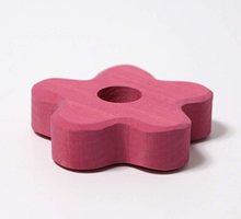 Load image into Gallery viewer, Grimm’s Pink Flower Candle Holder (with or without 100% beeswax candle and brass holder)