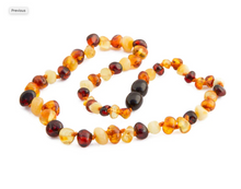Load image into Gallery viewer, Children's Amber Necklace and/or Bracelet ~ Multicoloured Baroque