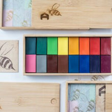 Load image into Gallery viewer, Apiscor 16 Stick or 16 Block Crayons in Bamboo Box