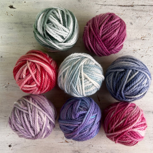 16ply Hand dyed pure wool balls ~ 50gm