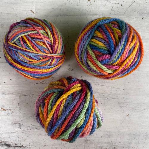 Autumn Rainbow hand painted pure wool balls ~ 50gm