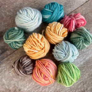 12ply hand dyed/painted wool ~ sample size balls