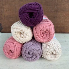 Load image into Gallery viewer, Pinks, purples and Natural Crochet Blanket Pack + Bamboo Crochet Hook