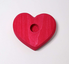 Load image into Gallery viewer, Grimm’s Small Red Heart Candle Holder (with or without 100% beeswax candle and brass holder)