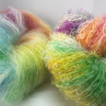Load image into Gallery viewer, Mohair Brushed 50gm balls in Natural, Hand Painted Rainbow or a single colour of your choice.