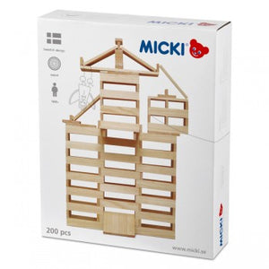 Micki Wooden Natural Building Planks, 200 pcs