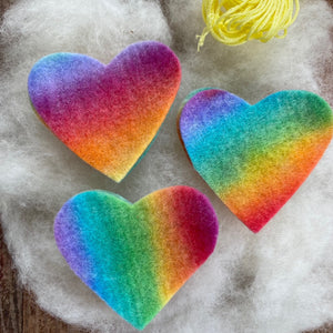 Small Hearts to make ~ Hand dyed pure wool felt ~ variety of colour ways.