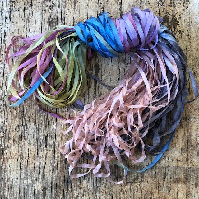Hand Painted Silk ribbon 4mm ~ Wintery Hues – indigo inspirations