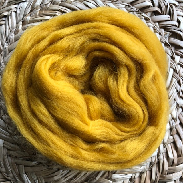 Saffron fleece roving – indigo inspirations