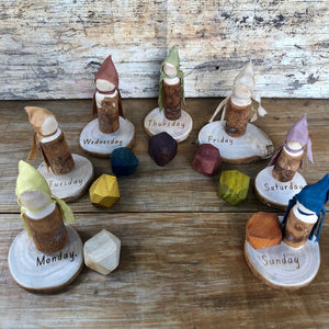 Day of the Week ~ Wood Folk Doll Set