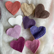 Load image into Gallery viewer, Small Hearts to make ~ Hand dyed pure wool felt ~ variety of colour ways.