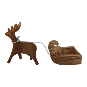 Wooden Reindeer and Sleigh