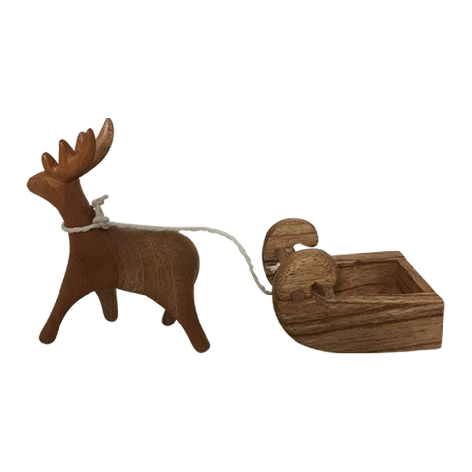 Wooden Reindeer and Sleigh
